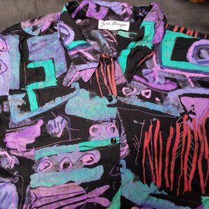 Vintage Jeri Marque Abstract Strokes Button Shirt